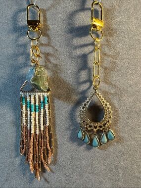 Hand Crafted Gold and Turquoise Beaded Tassel Key & Card Holders